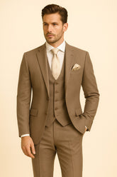 Men's light brown textured 3 piece